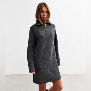 All In Favor Cozy Gray Sweater Dress